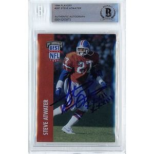 Steve Atwater Denver Broncos Autographed 1994 Playoff Football Card Beckett Slab